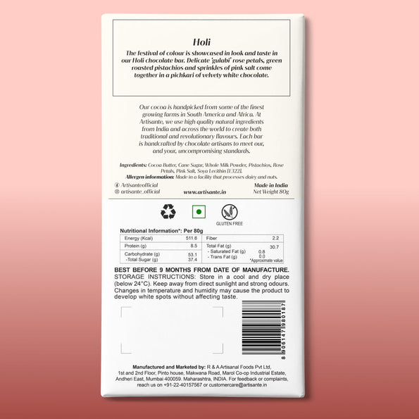 Holi White Chocolate Back - Artisanté.in