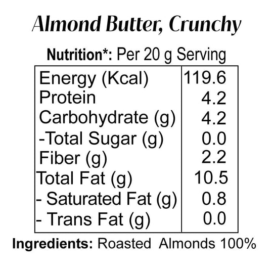 Almond Butter Crunchy - Artisanté.in