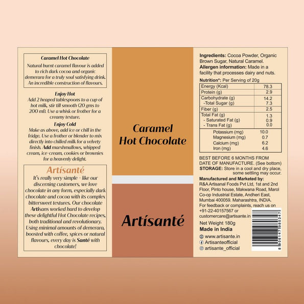 Caramel Hot Chocolate Back - Artisanté.in