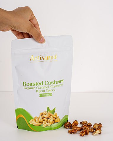Caramelized Roasted Cashews with Cardamom | 170 Grams - Artisanté.in