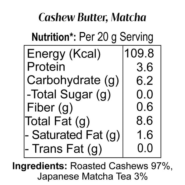 Cashew Butter Japanese Matcha - Artisanté.in