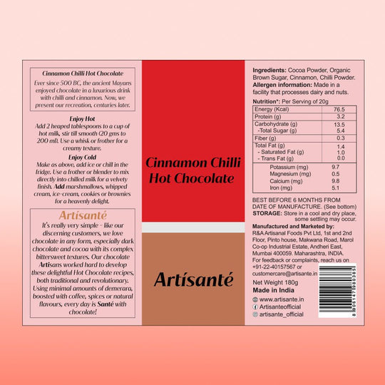 Cinnamon Chilli Hot Chocolate Back - Artisanté.in