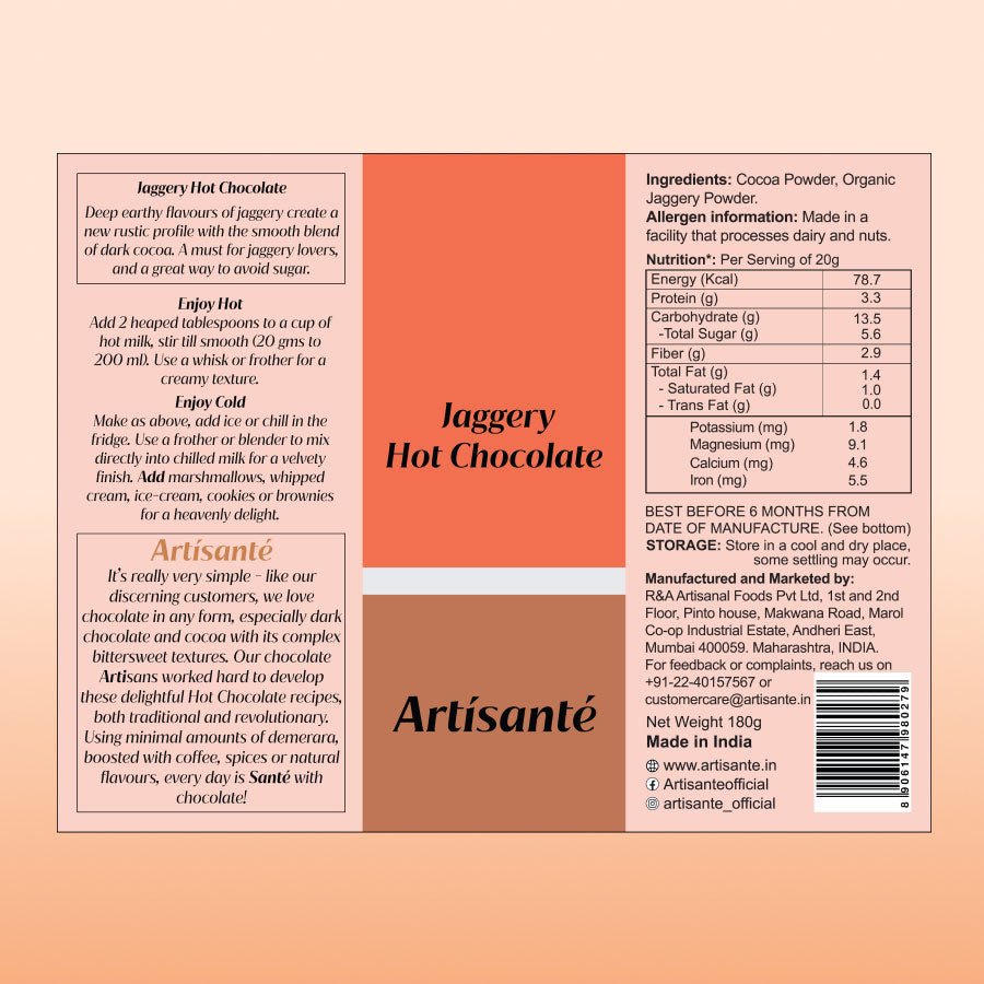 Jaggery Hot Chocolate Back - Artisanté.in