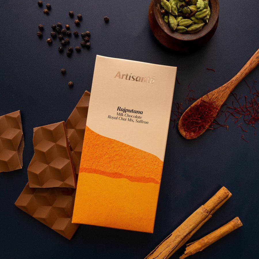 Rajputana Saffron and Chai Mix Chocolate - Artisanté.in