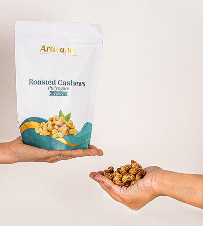 Roasted Cahews, Puliyogare Spiced | 170 Grams - Artisanté.in