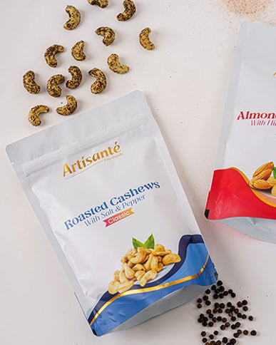 Roasted Cahews with Salt & Black Pepper | 170 Grams - Artisanté.in