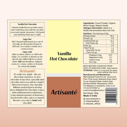 Vanilla Hot Chocolate Back - Artisanté.in